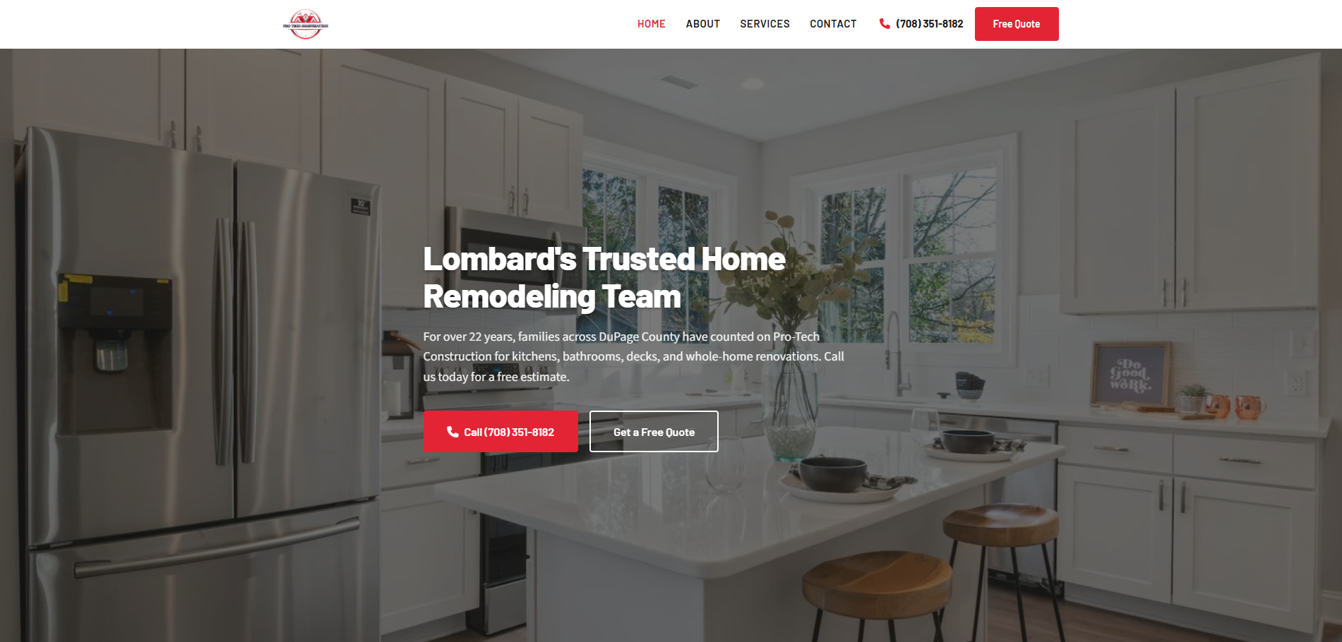 Pro-Tech Construction desktop view