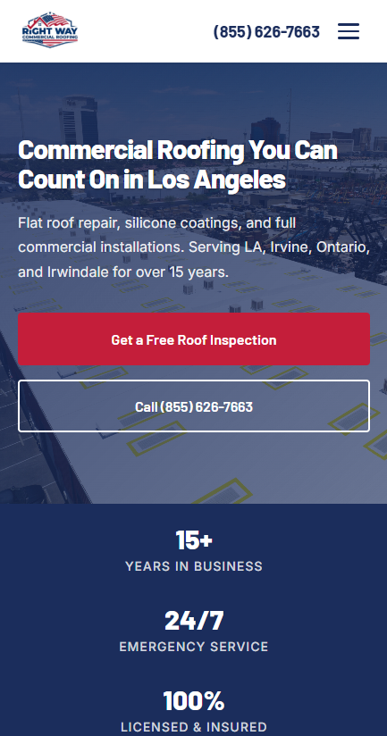 Right Way Roofing mobile view