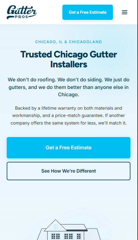 Gutter Pros mobile view