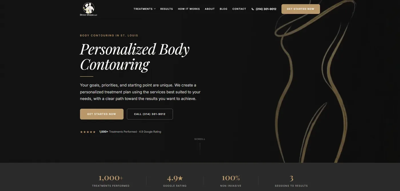 The new Bravo Shape home page on a laptop, built August 2026