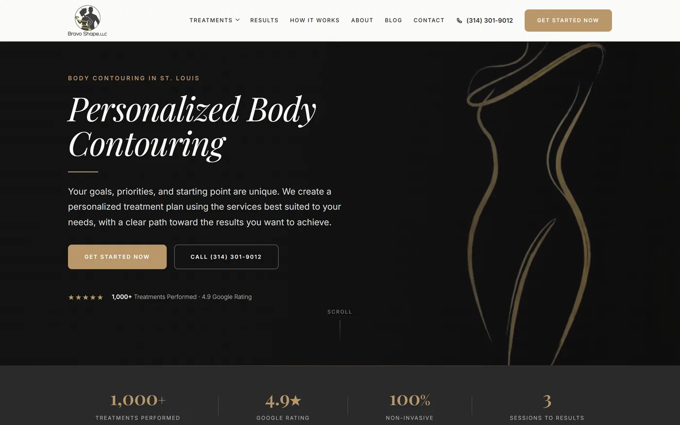 The Bravo Shape STL home page on a laptop