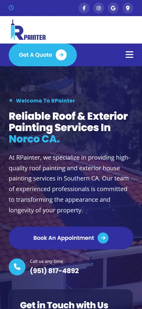The same RPainter SoCal home page on a phone